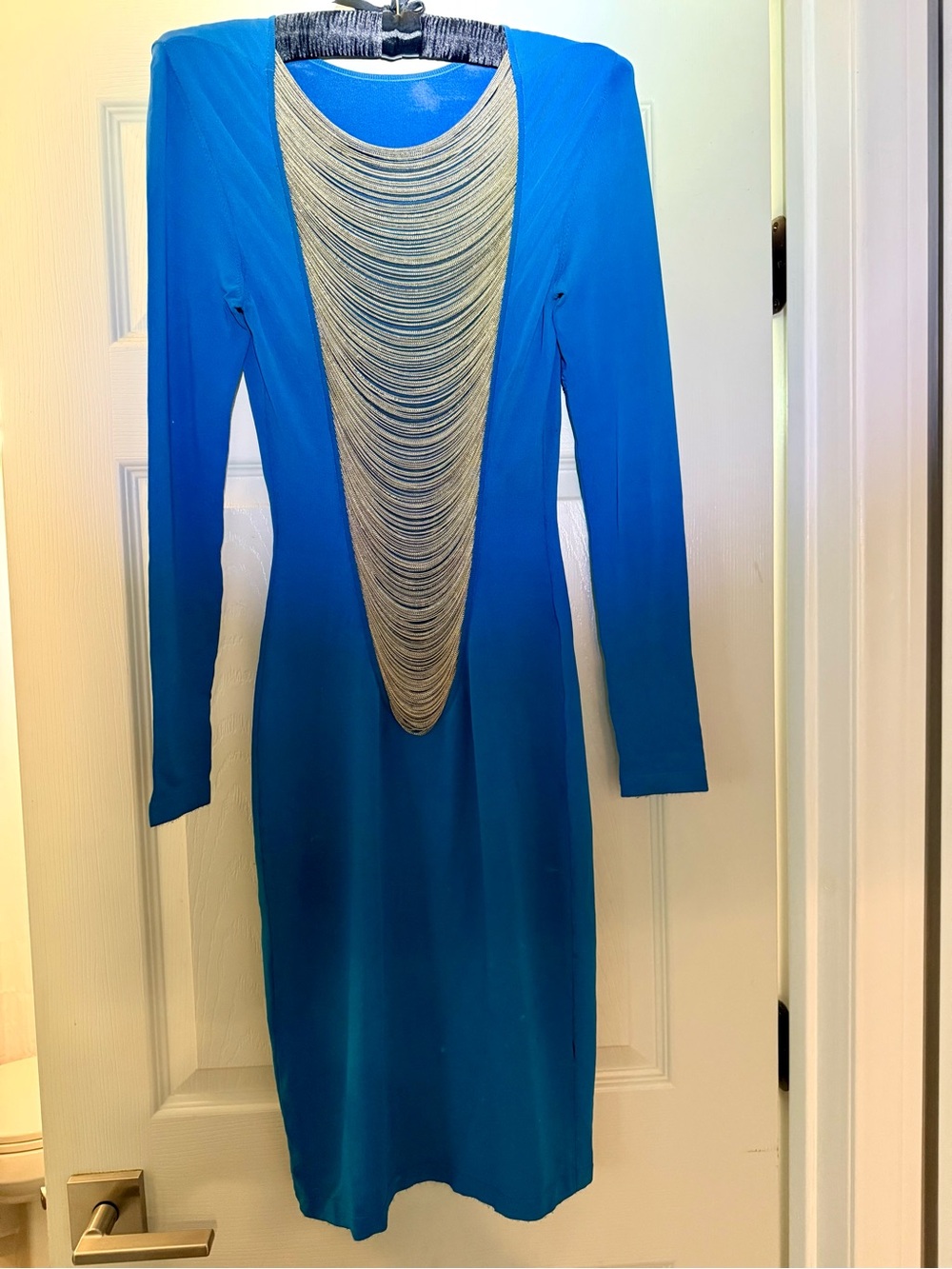 Vintage Alexander McQueen Blue Dress with Silver Chains XS